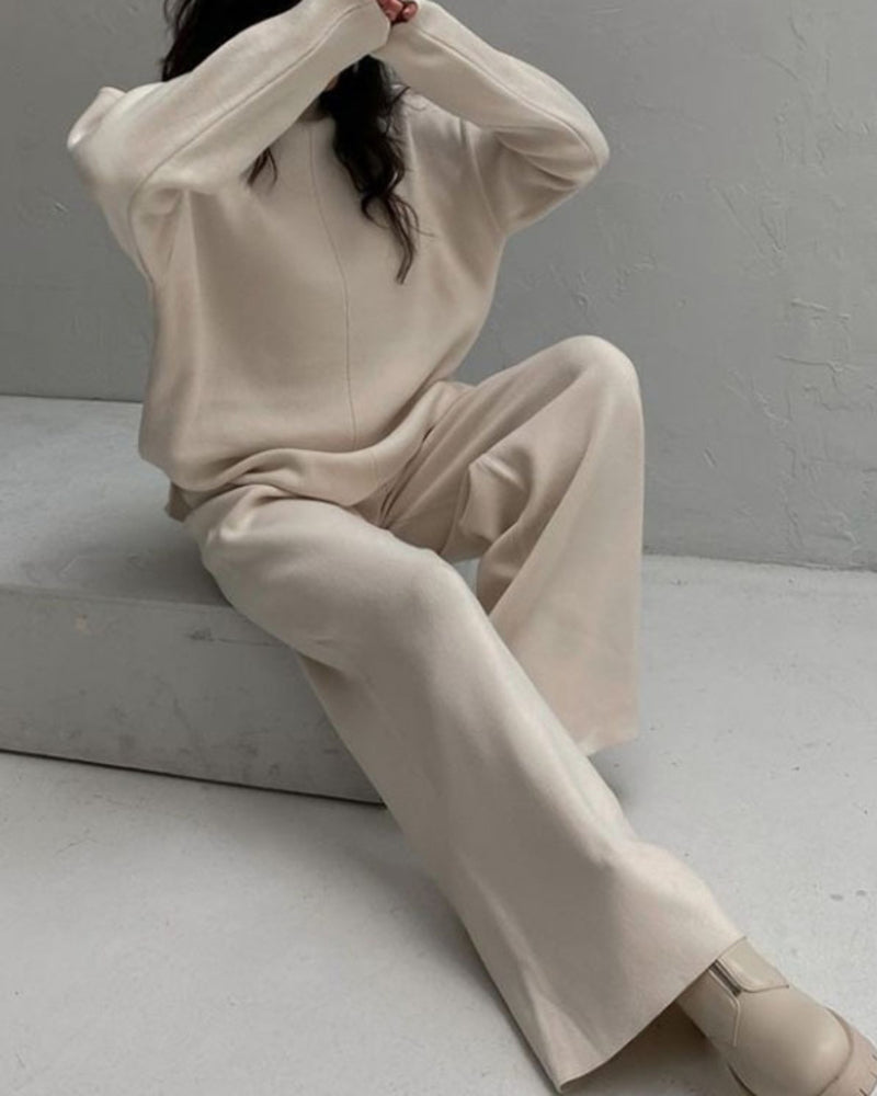 Long Sleeve Loose Casual Mid-Turtleneck Sweater