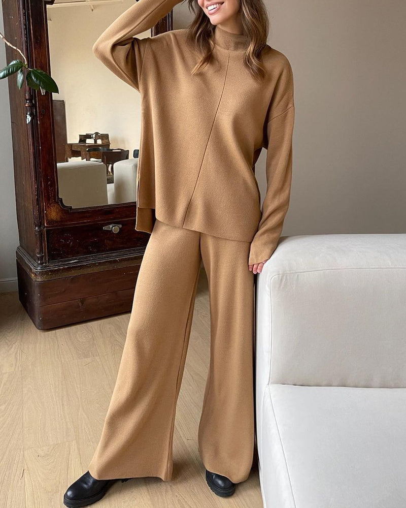 Long Sleeve Loose Casual Mid-Turtleneck Sweater