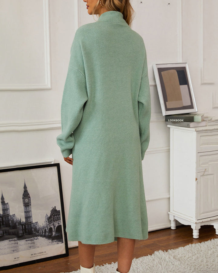 Casual Knitted Cardigan And Sweater Dress Two-Piece Set