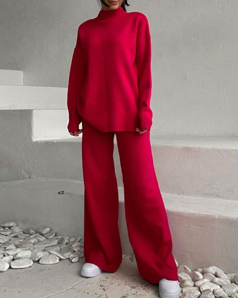 Long Sleeve Loose Casual Mid-Turtleneck Sweater