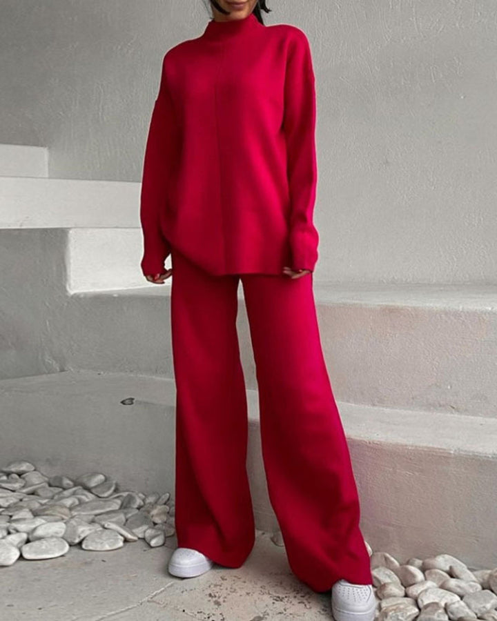 Long Sleeve Loose Casual Mid-Turtleneck Sweater