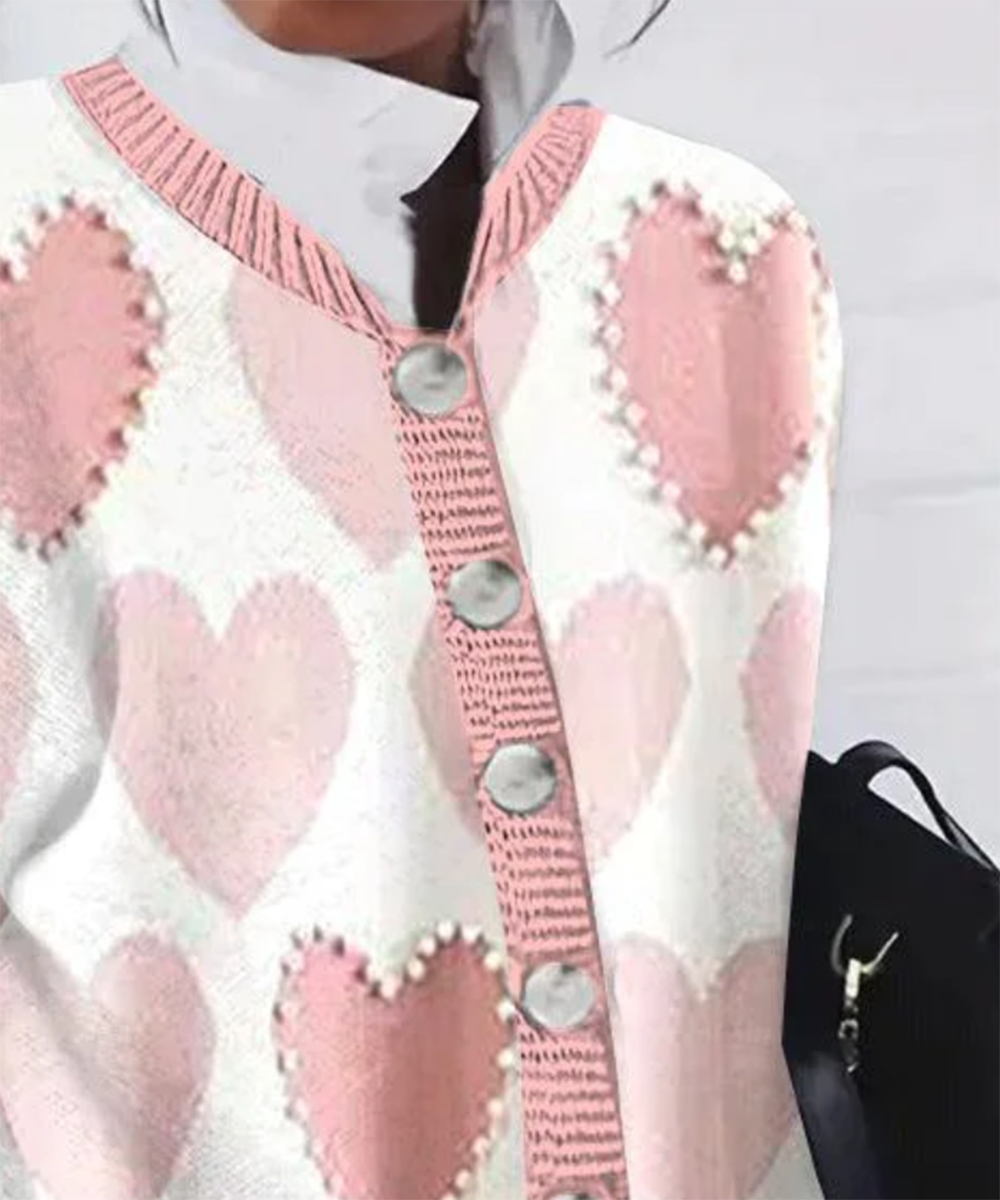 Pink Print Long Sleeve Sweater