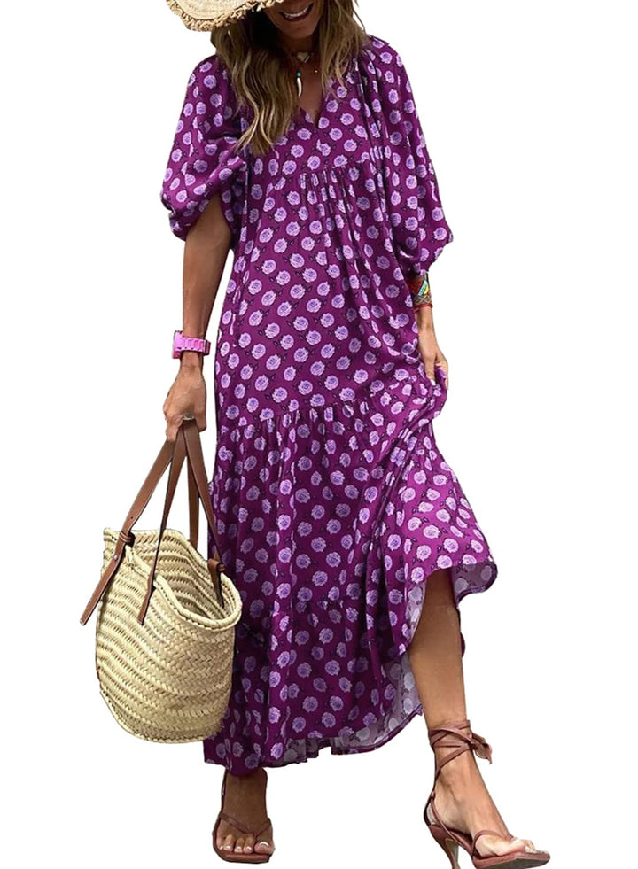Susanna™ | Women's Puff Sleeve Floral Boho Maxi Dress