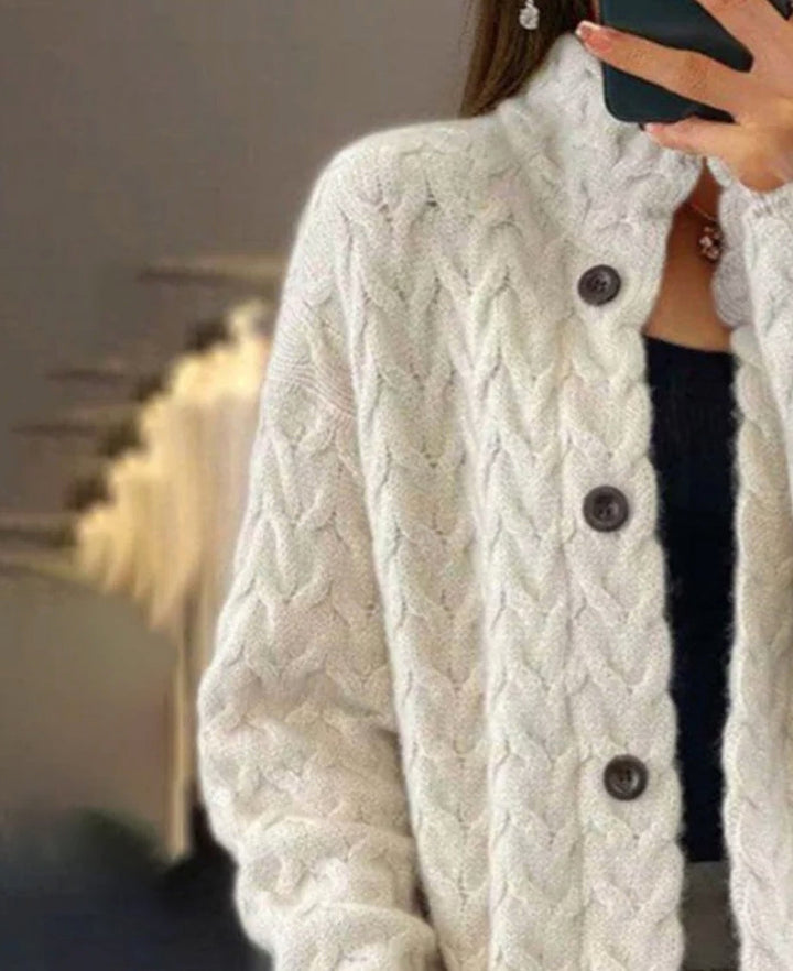 White Long Sleeve Plain Cardigan