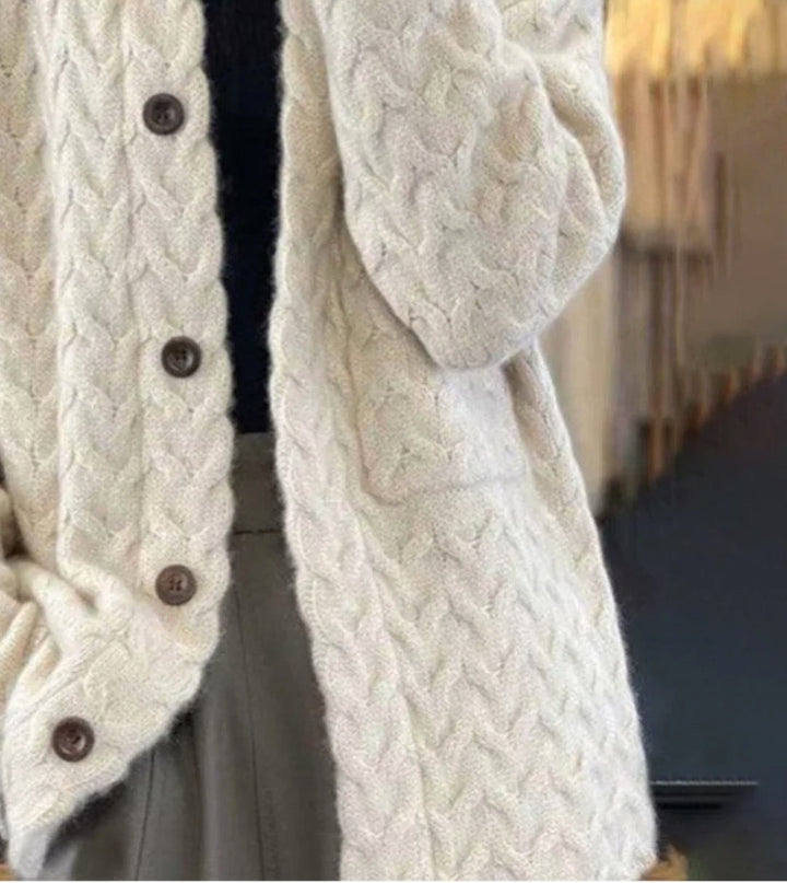 White Long Sleeve Plain Cardigan