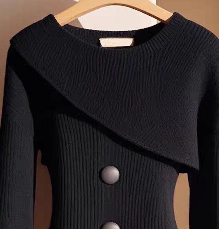 Black Plain Round Neck Long Sleeve Sweater