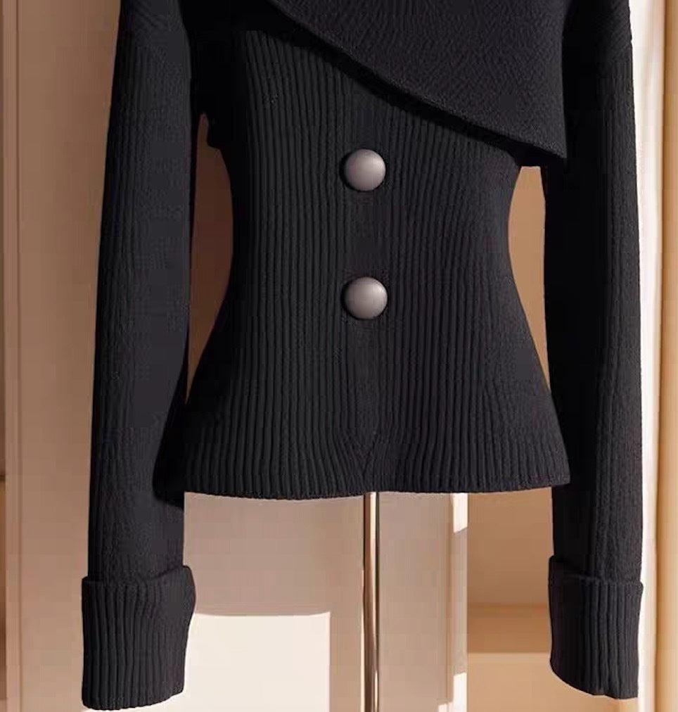 Black Plain Round Neck Long Sleeve Sweater