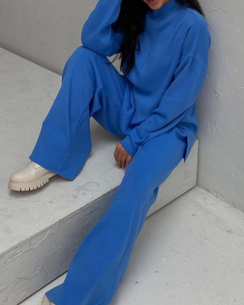 Long Sleeve Loose Casual Mid-Turtleneck Sweater