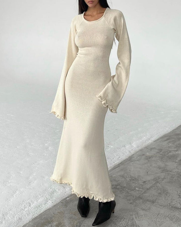 Elegant Fungus-trimmed Backless Strappy Dress