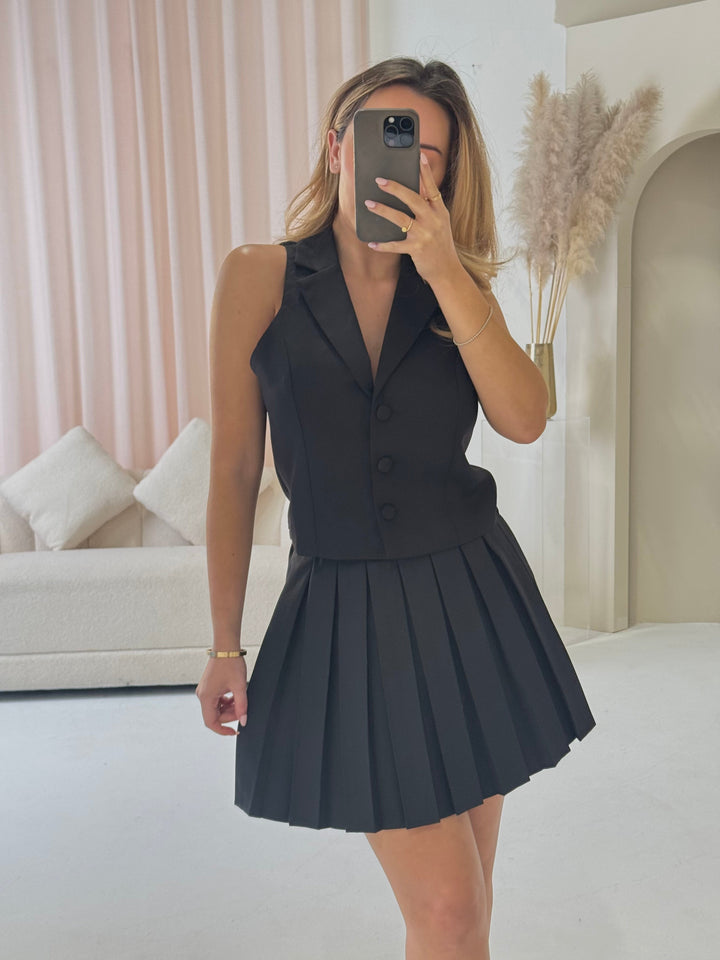 Eleanor Waistcoat & Pleated Mini Skirt Co-Ord