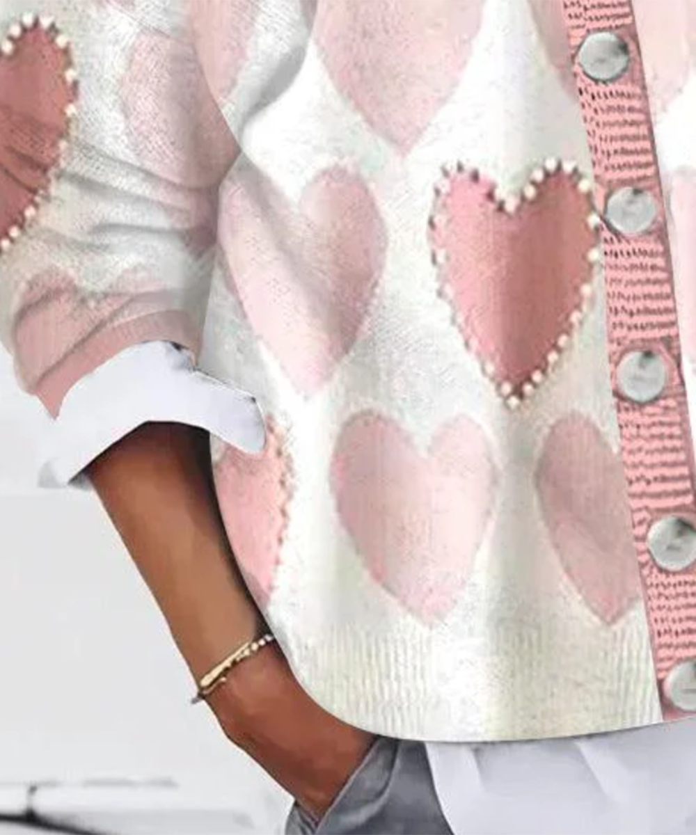 Pink Print Long Sleeve Sweater