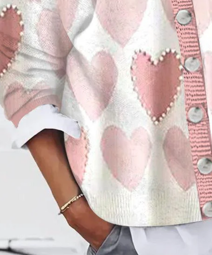 Pink Print Long Sleeve Sweater