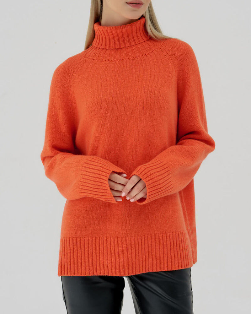 Turtleneck Sweater Casual Loose Knitted Pullover Tops