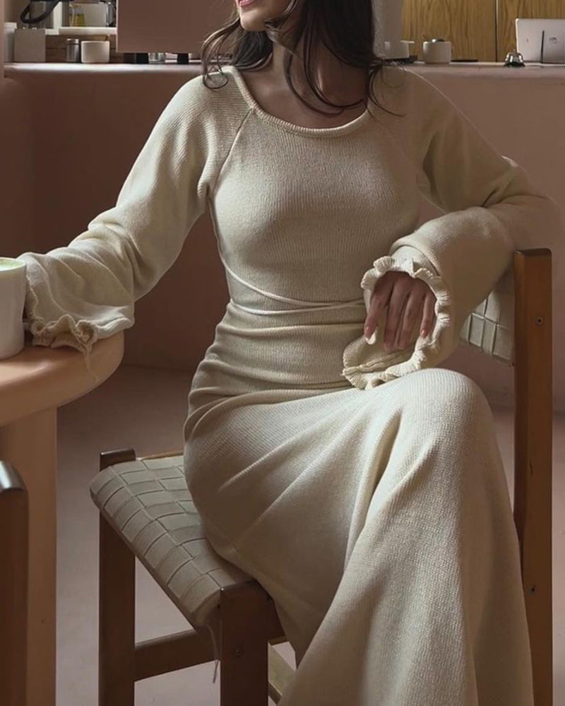 Elegant Fungus-trimmed Backless Strappy Dress