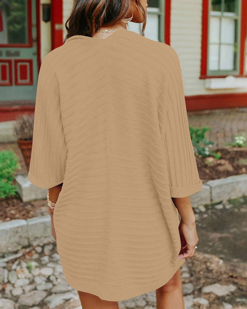 Open Front Oversized Long Sleeve Cardigans Outwear Solid Chunky Knit Sweaters Jackets