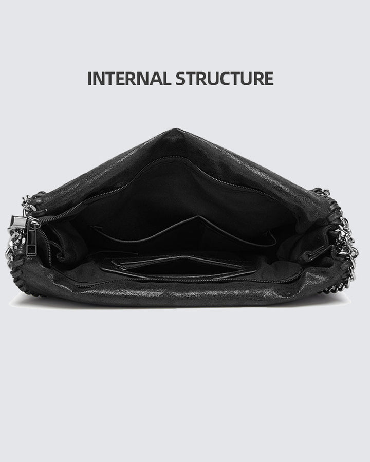 Metallic Pattern Chain Shoulder Tote Bag Funky Style