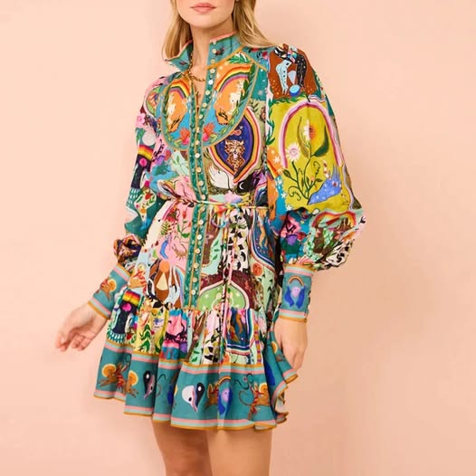 Camilla™ - Boho Luxe Print Dress with Belt