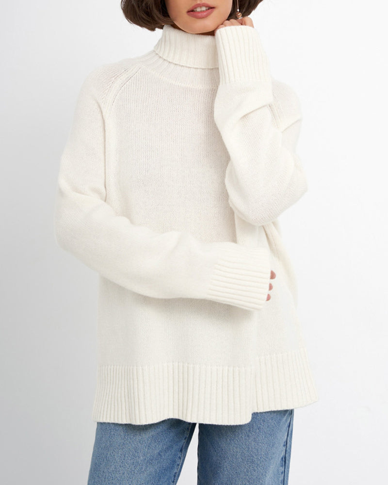 Turtleneck Sweater Casual Loose Knitted Pullover Tops
