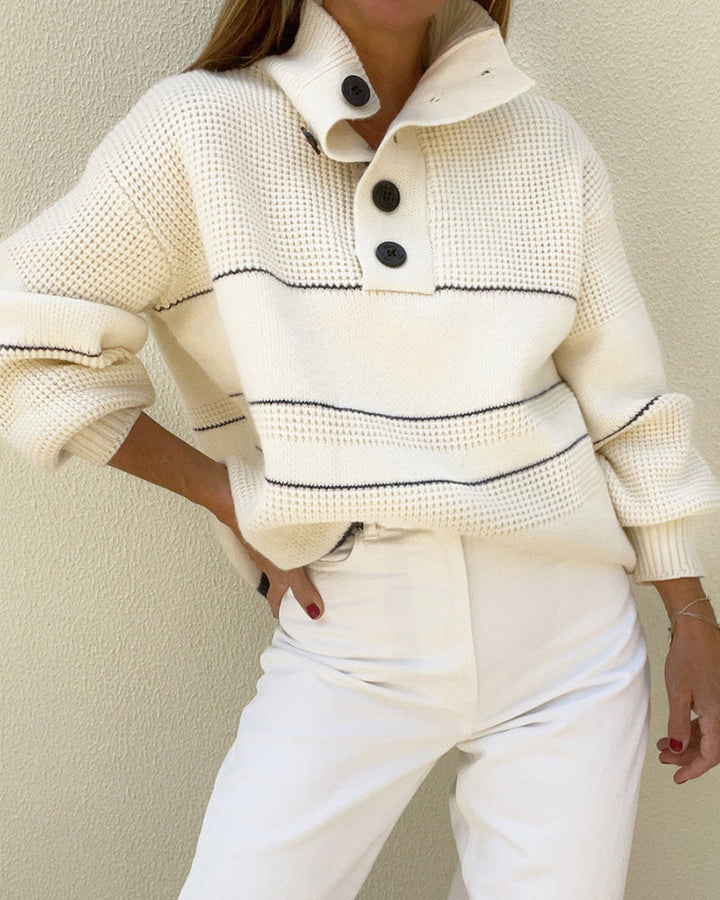 Loose Striped Turtleneck Sweater