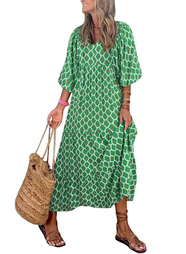 Susanna™ | Women's Puff Sleeve Floral Boho Maxi Dress