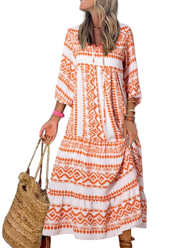 Susanna™ | Women's Puff Sleeve Floral Boho Maxi Dress