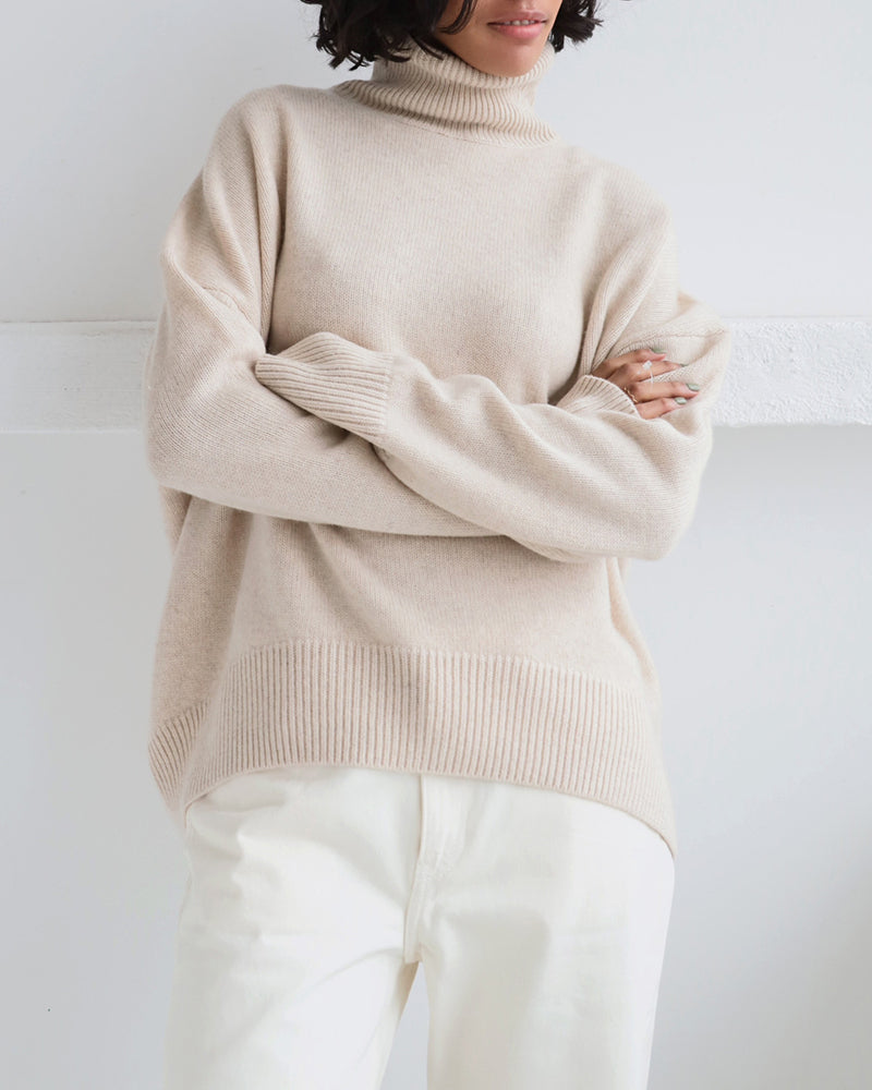 Turtleneck Loose Long Sleeve Knitted Pullover Sweater Tops