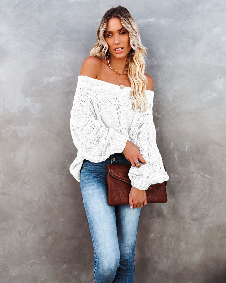 Off Shoulder Loose Knitwear Sweater