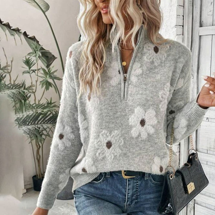 Romantic Print V-Neck Sweater