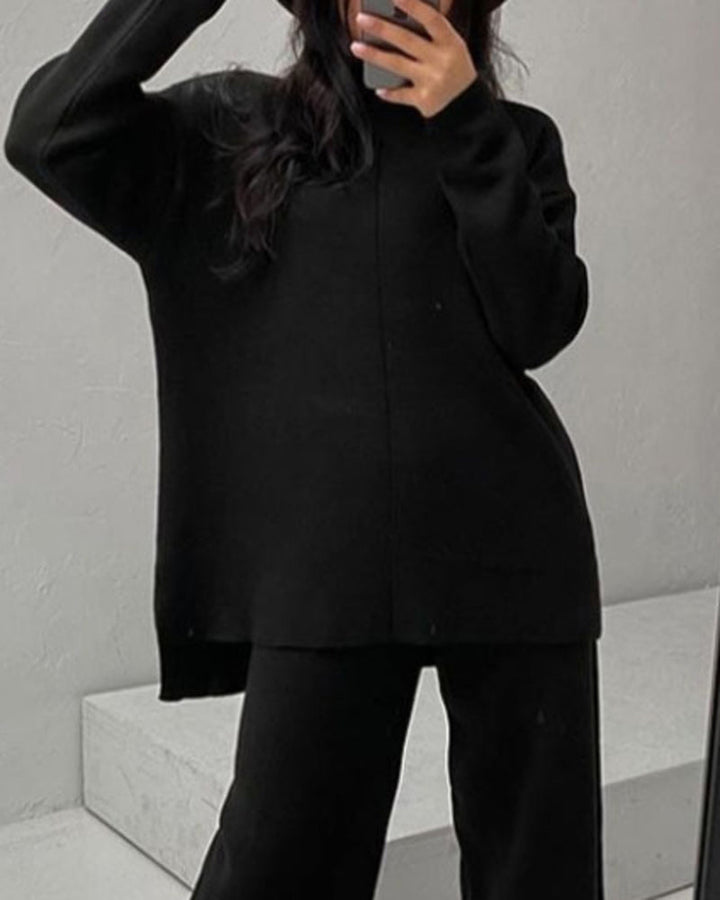 Long Sleeve Loose Casual Mid-Turtleneck Sweater