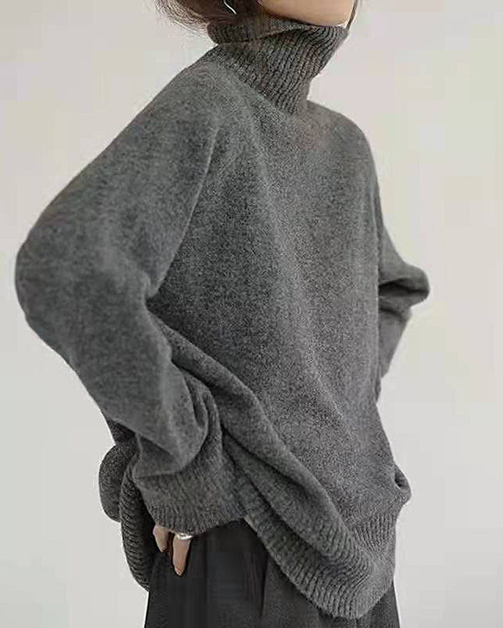 Turtleneck Cashmere Sweater Women Loose Pullover Lazy Wind Warm Knitted Pullover