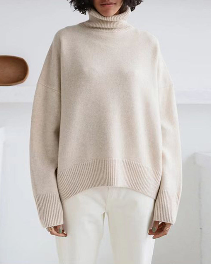 Turtleneck Loose Long Sleeve Knitted Pullover Sweater Tops