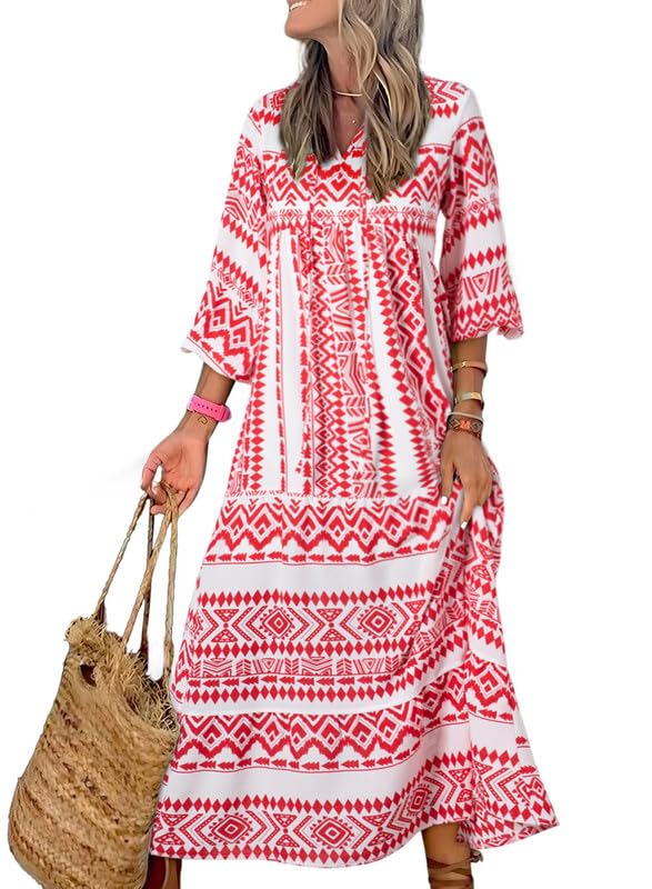 Susanna™ | Women's Puff Sleeve Floral Boho Maxi Dress