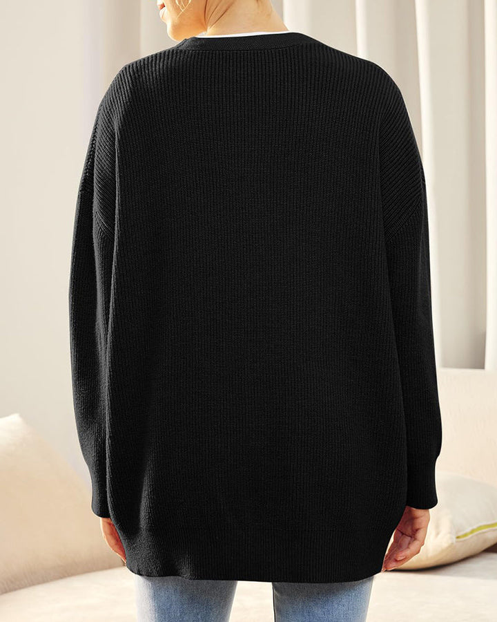 Open Front Oversized Button Lightweight Sweaters V Neck Loose Cardigans Knit Outwear