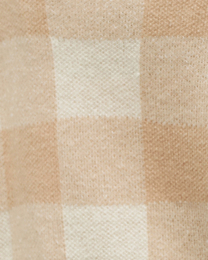 Plaid Dropped Shoulder Cardigan with Pocket