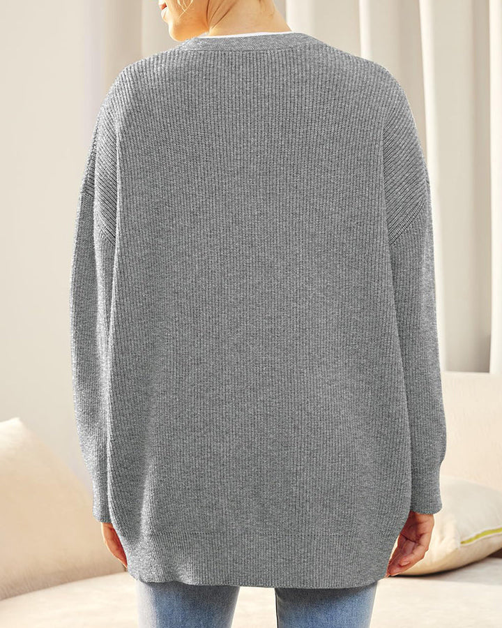 Open Front Oversized Button Lightweight Sweaters V Neck Loose Cardigans Knit Outwear