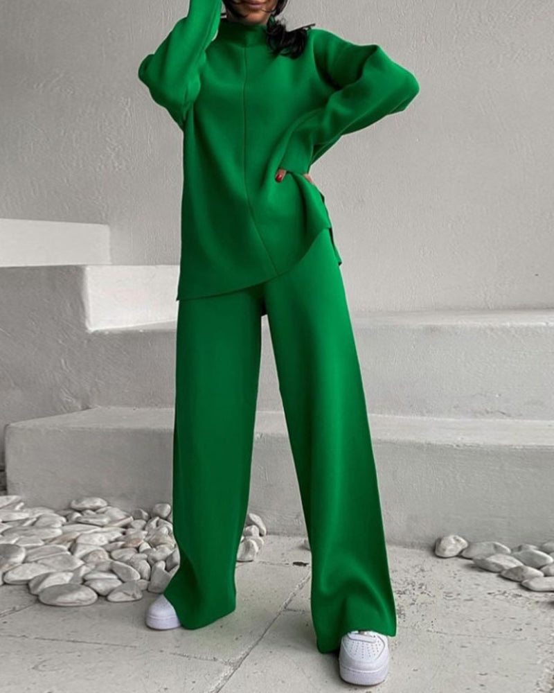 Long Sleeve Loose Casual Mid-Turtleneck Sweater