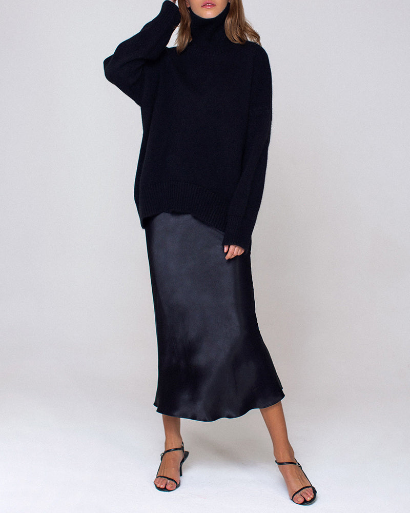 Turtleneck Loose Long Sleeve Knitted Pullover Sweater Tops