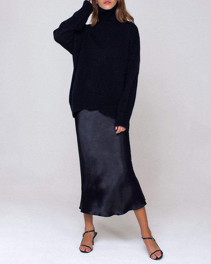 Turtleneck Loose Long Sleeve Knitted Pullover Sweater Tops