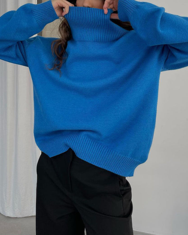 Turtleneck Loose Long Sleeve Knitted Pullover Sweater Tops