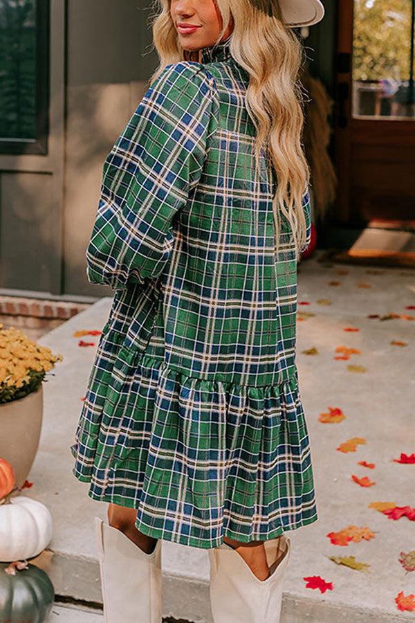 Merry Plaid V-Neck Dress