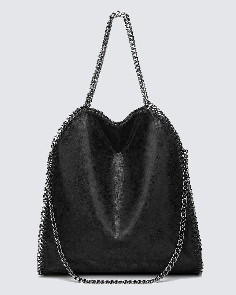 Metallic Pattern Chain Shoulder Tote Bag Funky Style