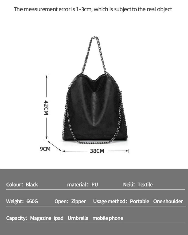 Metallic Pattern Chain Shoulder Tote Bag Funky Style