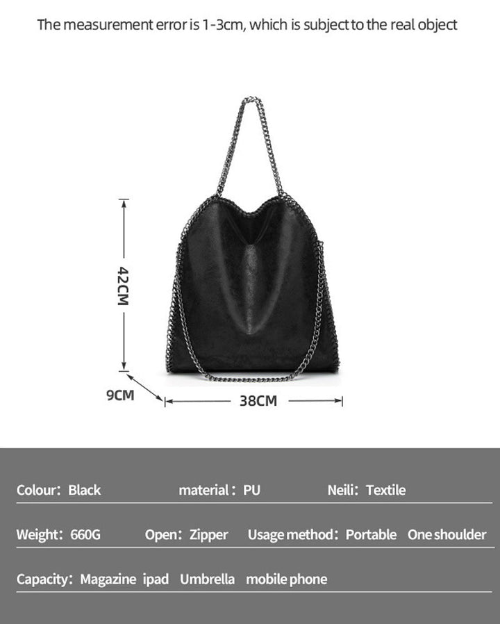 Metallic Pattern Chain Shoulder Tote Bag Funky Style