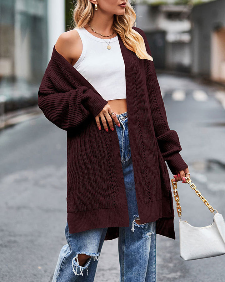 Open Front Knitted Long Cardigan Long Sleeve Casual Lightweight Knitted Cardigans Outerwear