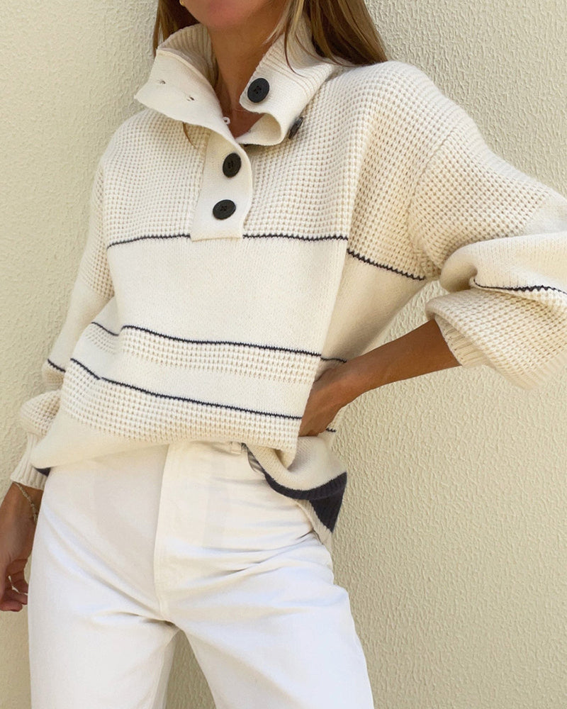 Loose Striped Turtleneck Sweater