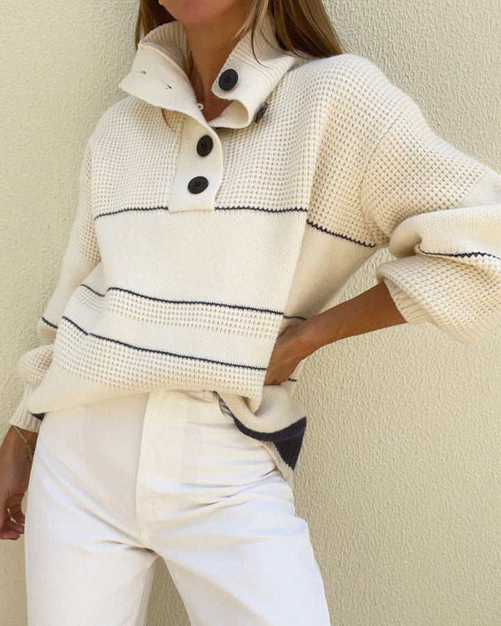 Loose Striped Turtleneck Sweater