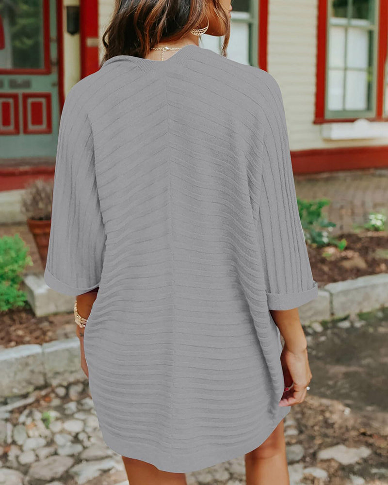 Open Front Oversized Long Sleeve Cardigans Outwear Solid Chunky Knit Sweaters Jackets