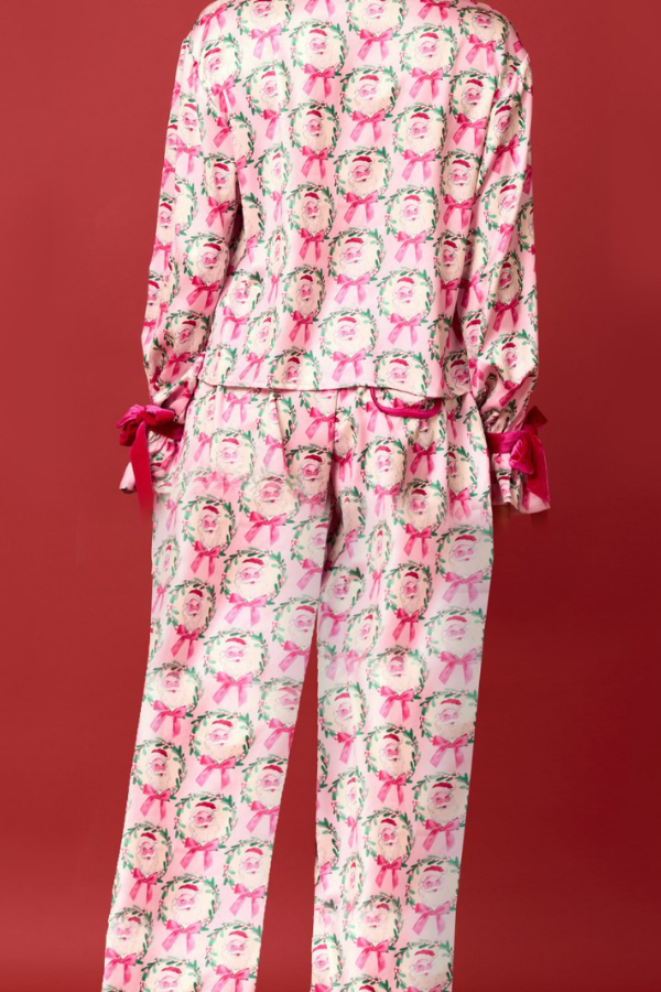 SANTA PAJAMAS VELVET BOW PAJAMAS SET