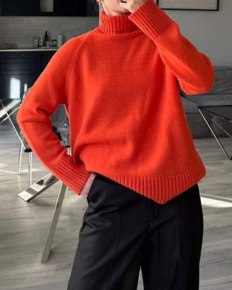 Turtleneck Sweater Casual Loose Knitted Pullover Tops