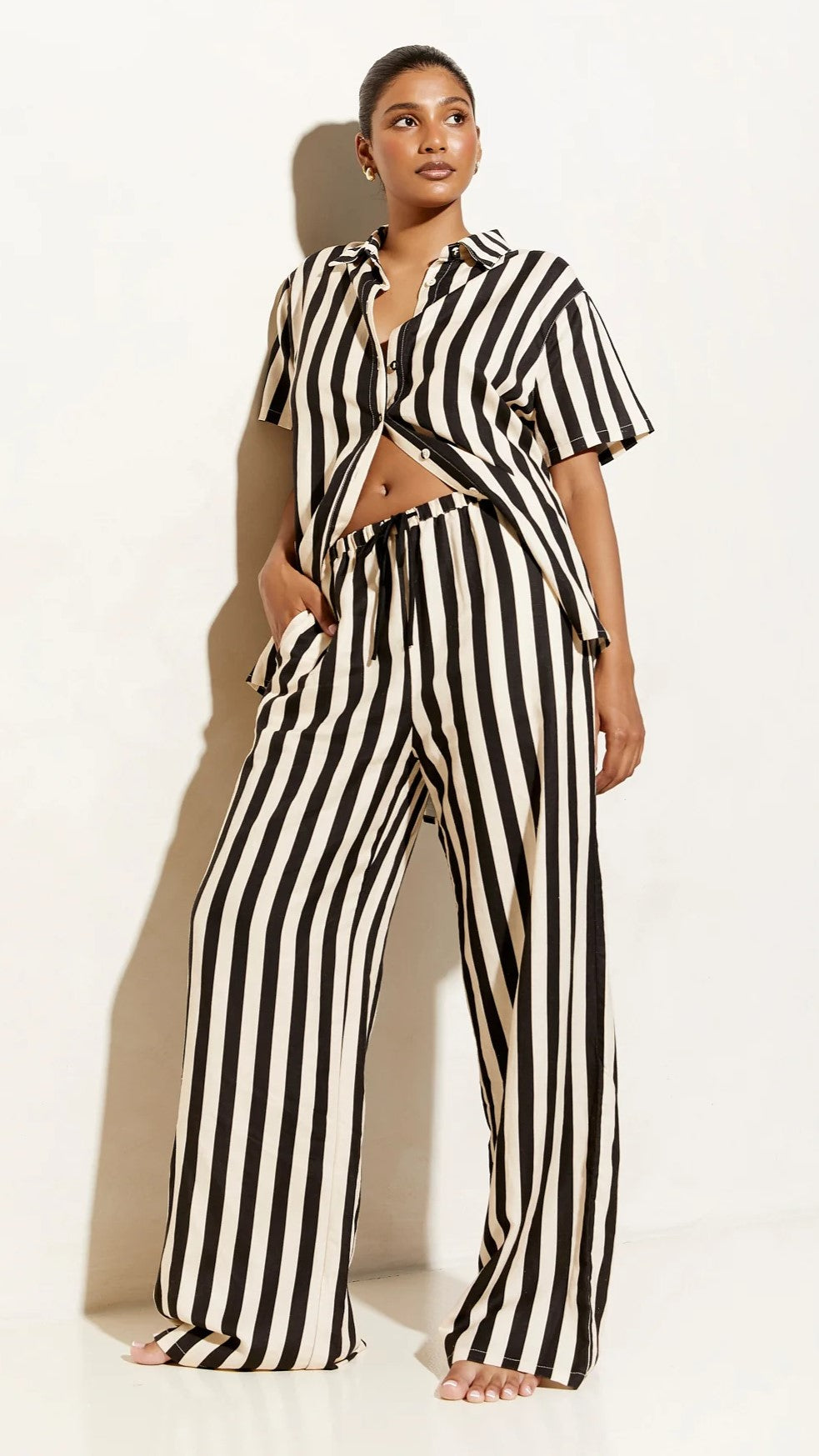 Essie Shirt - Black/Beige Stripe